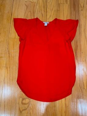 H&M Bright Red V-Neck Flutter Sleeve Camisole